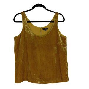 J. Crew Gold Velvet Sleeveless Tank Top With Back Button Closure